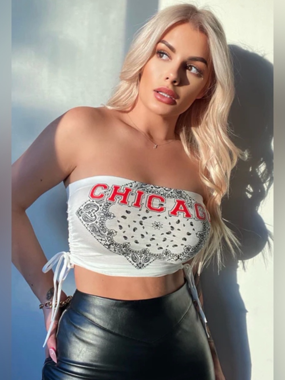 Chi Town Bandeau  top White Chicago print